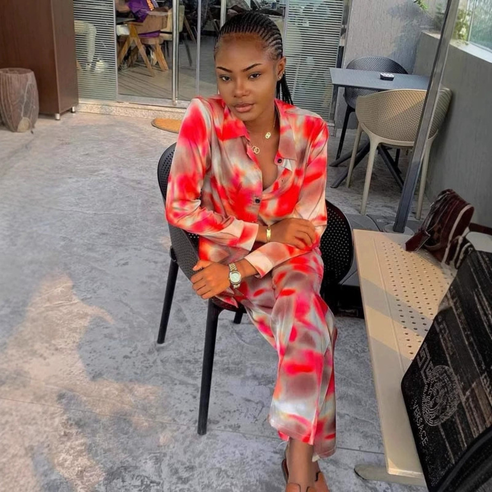 ZARA African Long Sleeve Print Blouse Wide Leg Pants Slimming Set Women